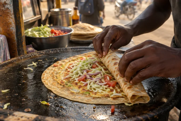 Rolex being rolled at a Kampala street stall