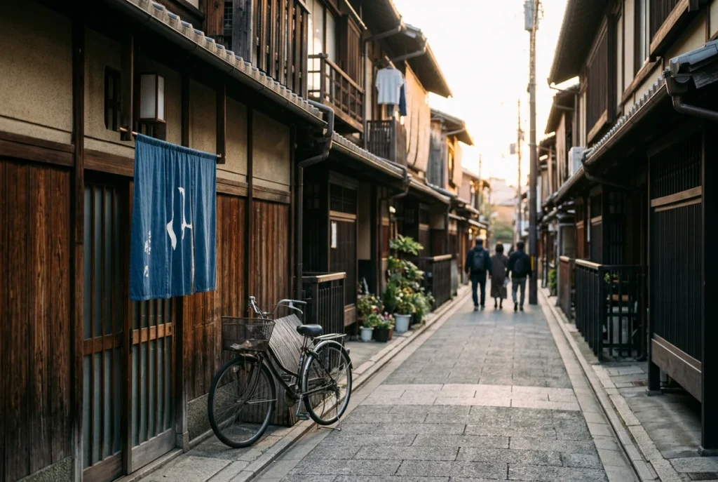Quiet Kyoto street in early morning