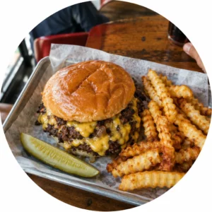 Smash burger with fries